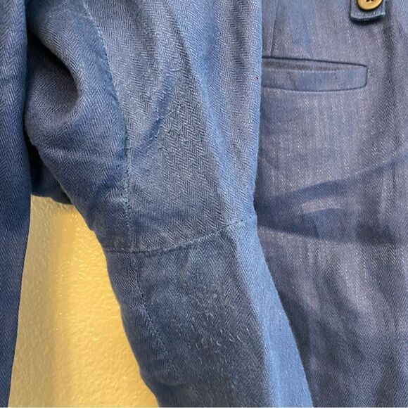 J Crew blue 100% Linen Garden Pants Crop trouser slacks mid hi rise coastal 8 - Picture 9 of 11